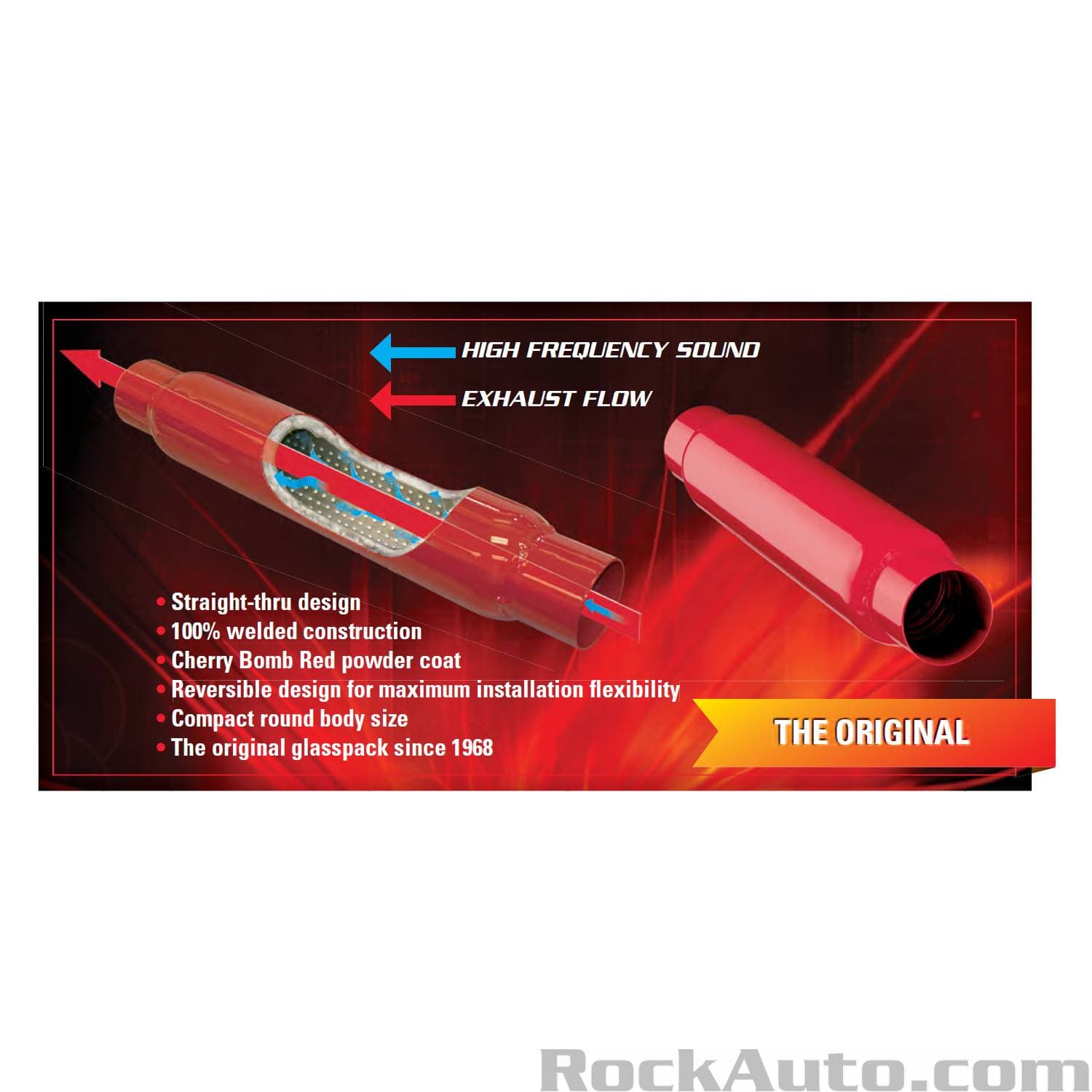 Cherry Bomb 87522CB Glasspack Muffler — 2.5" Inlet/Outlet