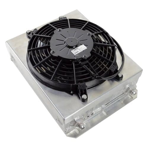 13.8L x 10H Dual Fluid BAR&PLATE HD OIL COOLER w/ 9' SPAL FAN (1/3 and 2/3 partition)