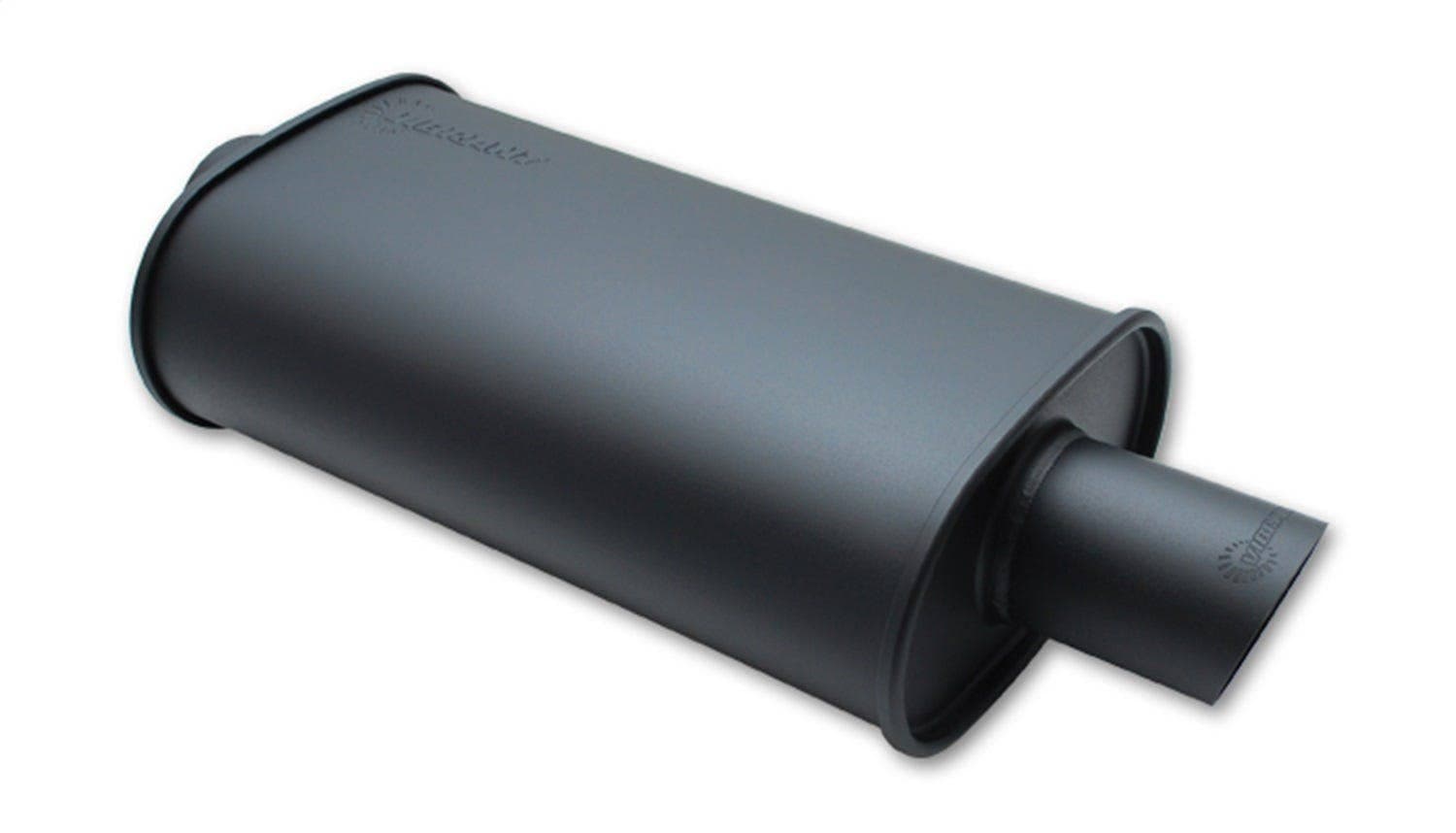 STREETPOWER FLAT BLACK Oval Muffler; Inlet I.D.  3.00" (76.2mm)  Tip O.D.  3.00" (76.2mm)