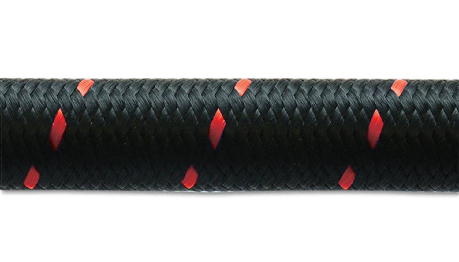10ft Roll of Black Red Nylon Braided Flex Hose; AN Size: -6; Hose ID: 0.34";