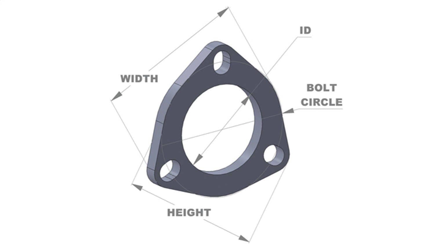 3-bolt Stainless Steel Flange (2.25" I.D.) - Single Flange, Retail Packed